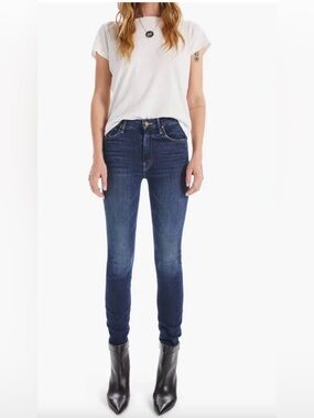 Mother The Looker High Waist Skinny Jeans Frayed Hem Size 25| Raw Hem Dark Wash